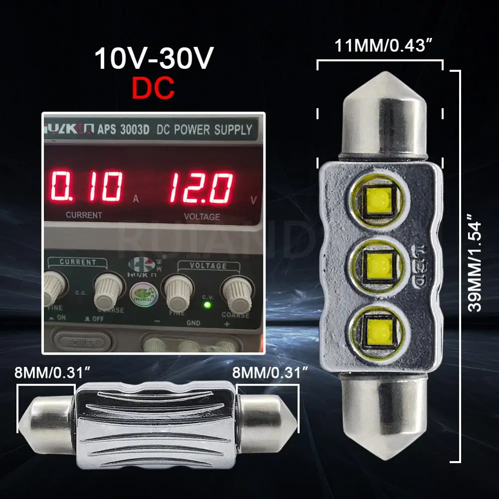 Комплект из 2 предметов, 10 Вт, 15 Вт, LED гирлянда для автомобиля лампы 31 мм, 36 мм/39 мм/41 мм Canbus Error Free SMD XB-D Чипсет купол Интерьер Карта светильник может занять от 10 до 30V белого цвета