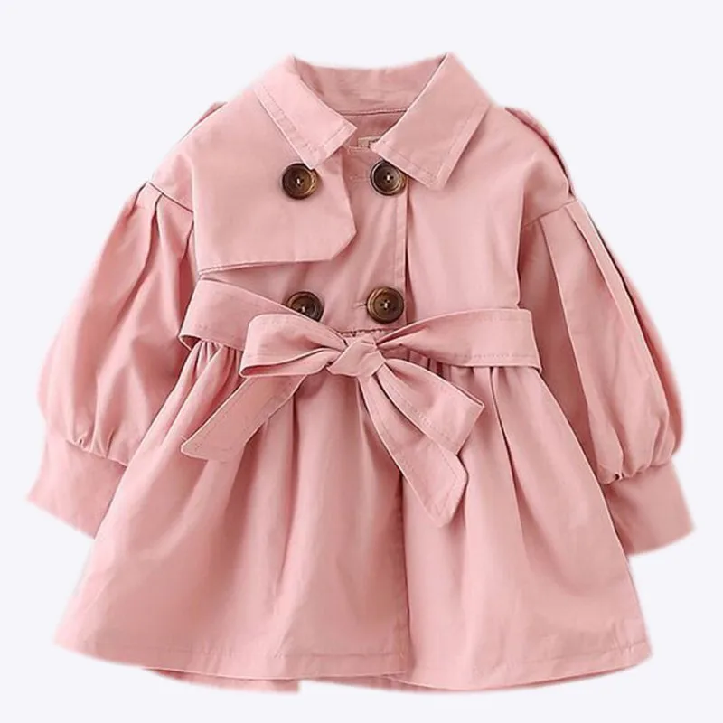 Pink Одежда для новорожденных девочек с бантом; пальто; осенне-зимняя верхняя одежда; пальто для малышей; модная детская одежда - Цвет: Pink