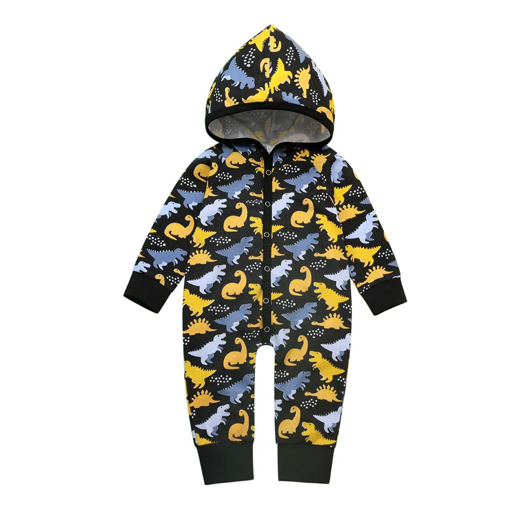 Осенние детские комбинезоны, новорожденный, младенец, мальчик, девочка, одежда с капюшоном, комбинезон с динозаврами, комбинезон, Детский костюм, одежда для детей 0-24 месяцев