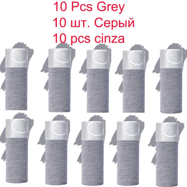 gray 10 шт./лот, хлопковые шорты, мужское дышащее нижнее белье, мягкие боксеры, мужские одноцветные боксеры, шорты, боксеры для мужчин, s нижнее белье, трусы, M-XXL - Цвет: gray