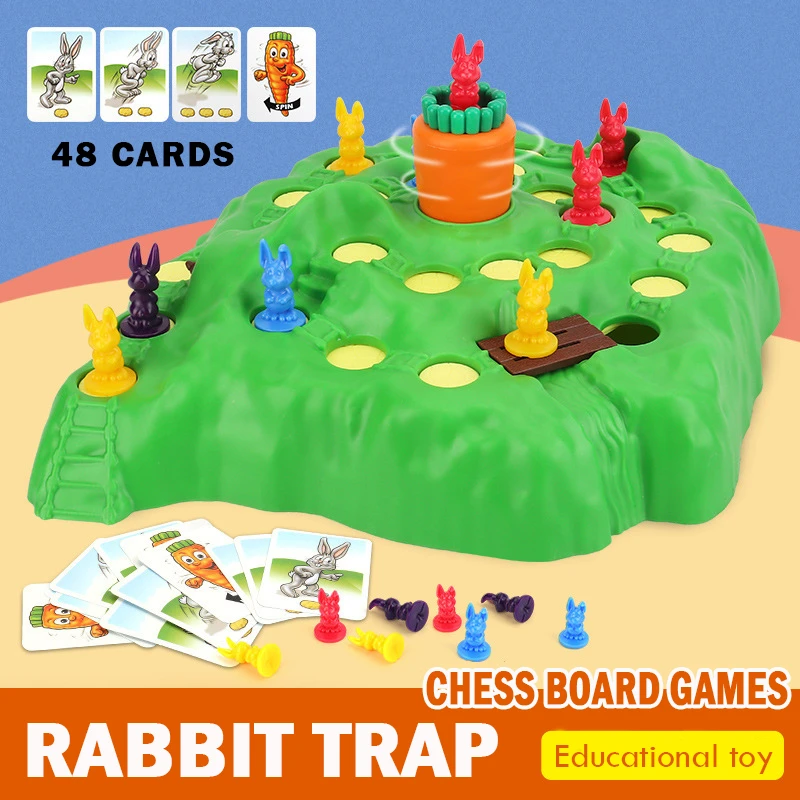 Juego de mesa con trampa de conejo para niños, juguete educativo interactivo Montessori para jugar al ajedrez, Familiar|Color forma| - AliExpress