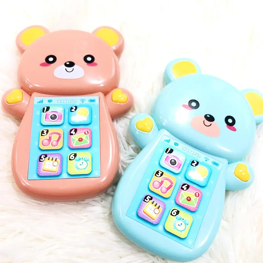 

Baby Cartoon Bear Music Touch Screen Mobile Phone with Light Educational Toy Early Learning Toy Chrismtas Gifts for babies