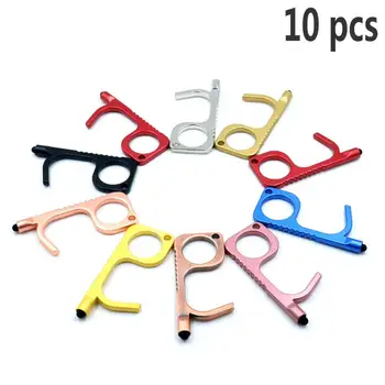 

10PCS No Touch Door Opener Tool Contactless Door Opener Stylus Hands Free Clean Key Antimicrobial Door Opener Sanitary Keychain