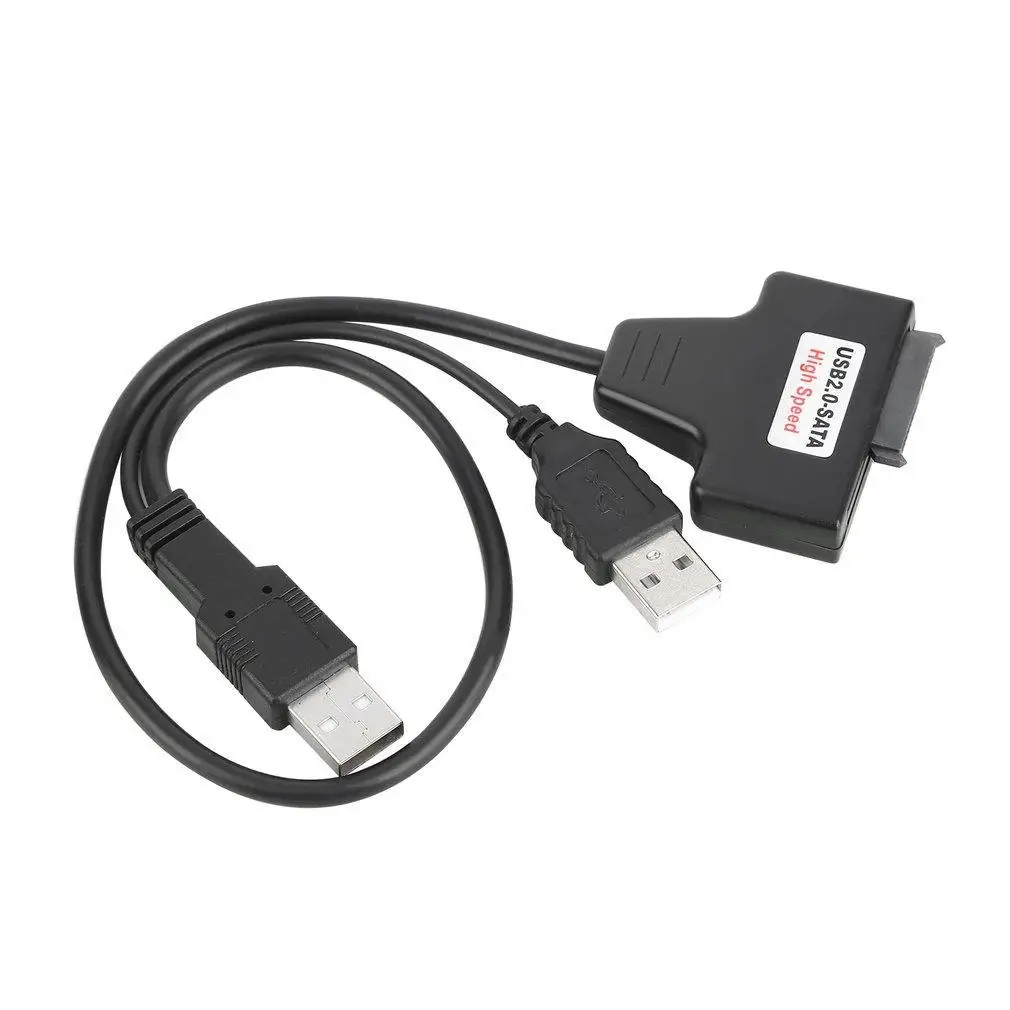 Черный USB 2 0 до 7 + 6 13Pin SATA кабель адаптера оптического привода для ноутбука CD/DVD/Blu-Ray
