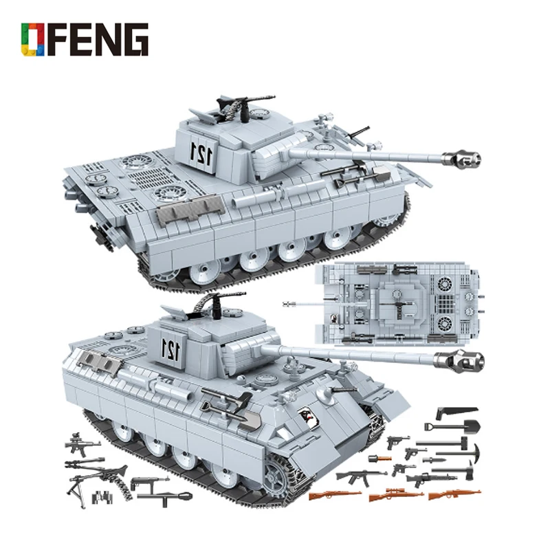 Конструктор Военная пантера Танк Technic City WW2 солдатик Оружие Армия наборы