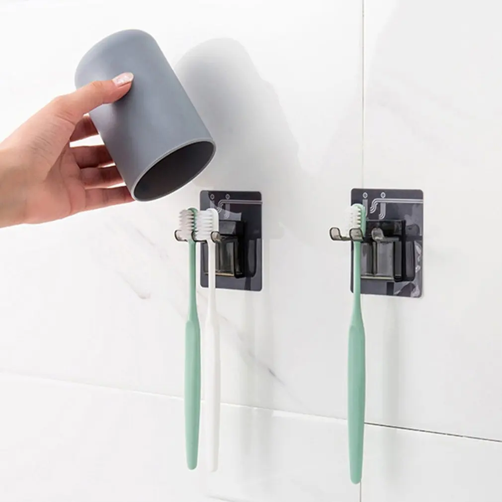 Multifunctional Soft Silicone Toothbrush Holder Bathroom Wall Mounted Hanging Tooth Cup Shaver Razor Storage Rack