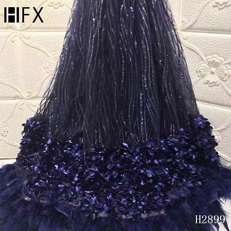 HFX африканская кружевная ткань с блестками 3D кружевная ткань высокое качество кружева нигерийские французские кружевные ткани для свадебного платья F2899