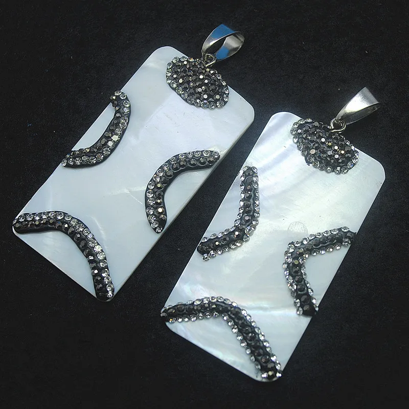 Подвески из ракушек Прямоугольная форма стразы Женские фурнитура для