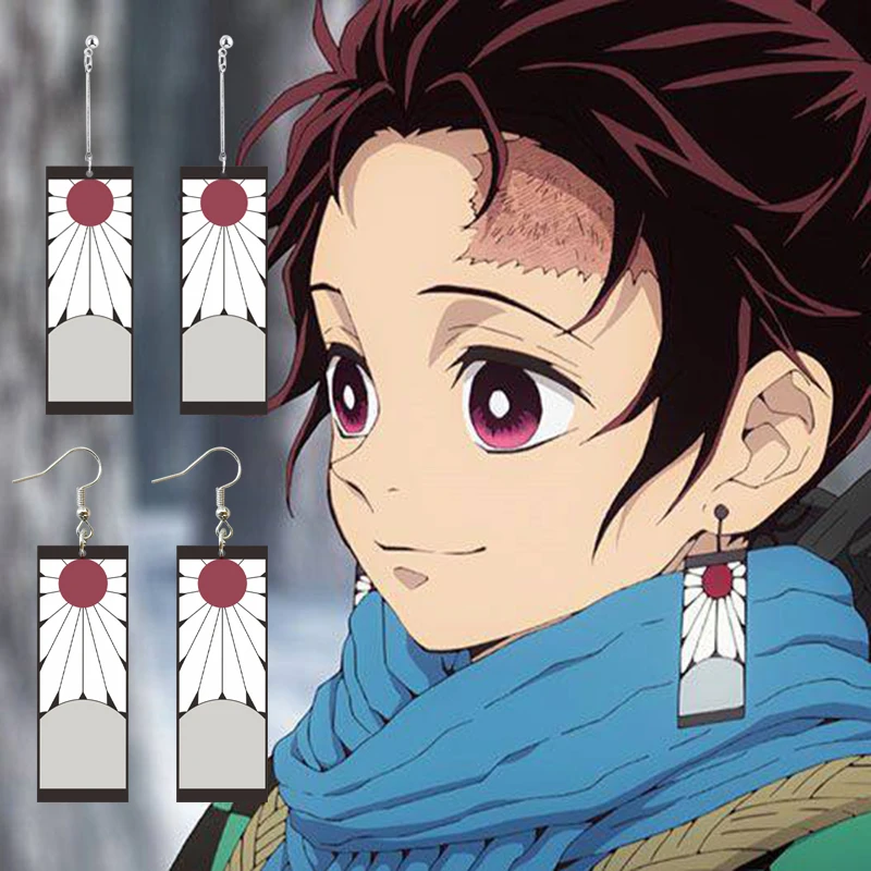Аниме Демон Истребительница Kimetsu без Yaiba камадо Tanjirou серьги для косплея зажимные