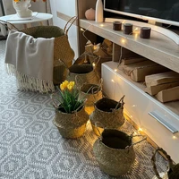 Zerolife-Seaweed Wicker Basket for Dirty Cloth, Laundry Storage Bakset, Hand Woven, FLower Plant Pot, Home Garden Cesta Mimbre 3