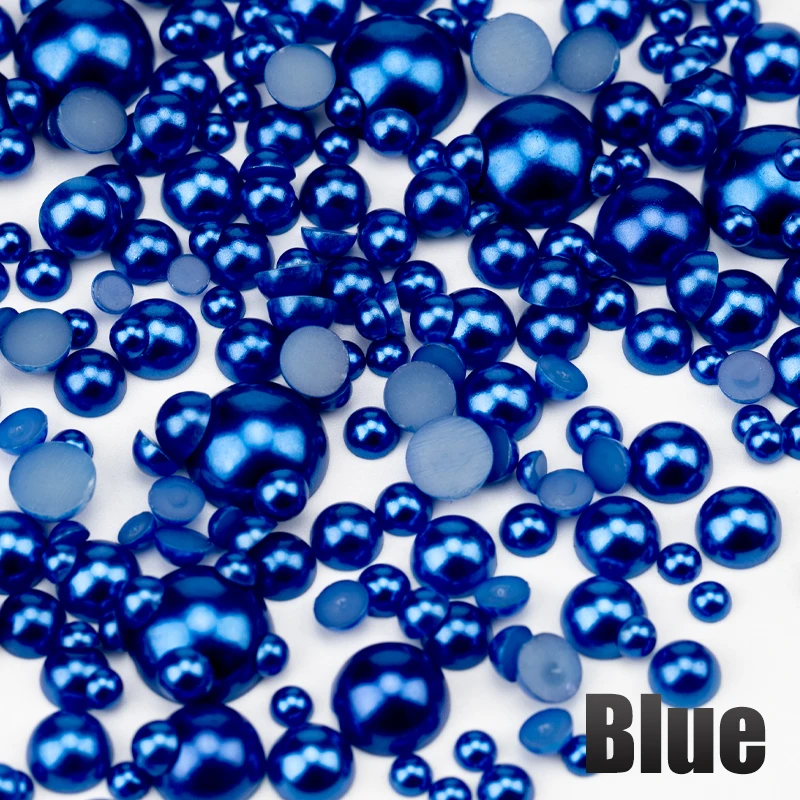 Multicolor Half Round Flatback Imitation Pearls for DIY Crafts and Nail Art