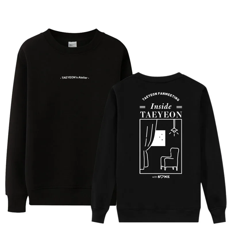 Новое поступление, толстовки с капюшоном для девочек, поколение taeyeon fan meeting with sone same, унисекс, круглый вырез, тонкий пуловер, толстовка