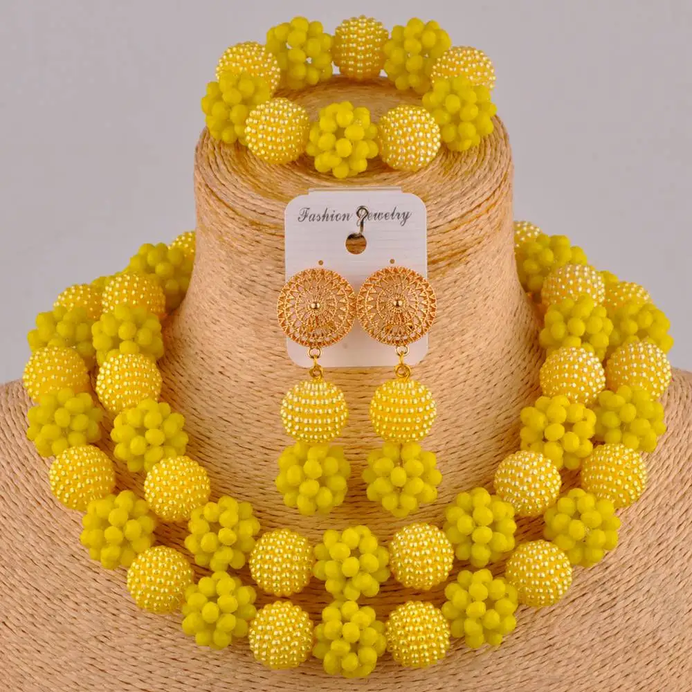 Moda amarelo traje colar conjunto de jóias