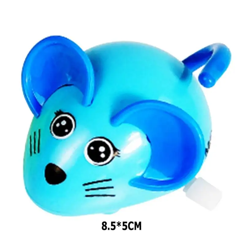 Blue Мультяшная намотка мышь питомец игрушка кошка пластиковая заводная пищащая Жевательная звучащая Игрушка-прорезыватель котенок интерактивные материалы - Color: Blue