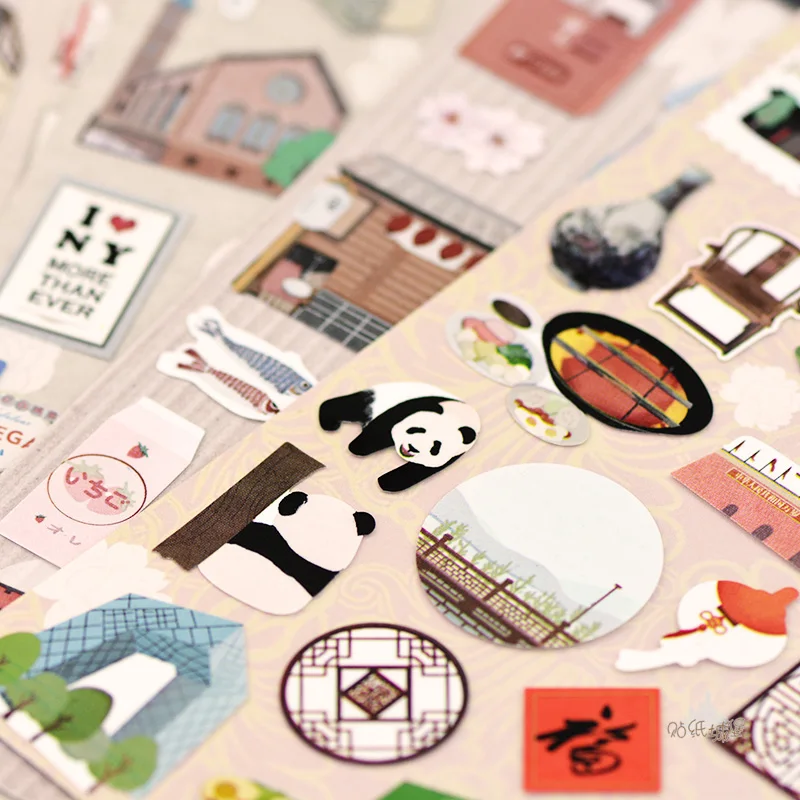 Decorative Stickers 8Patterns Country City View France Japan Thailand China Austrilia Korea Hobby Embellishment Planner Diary