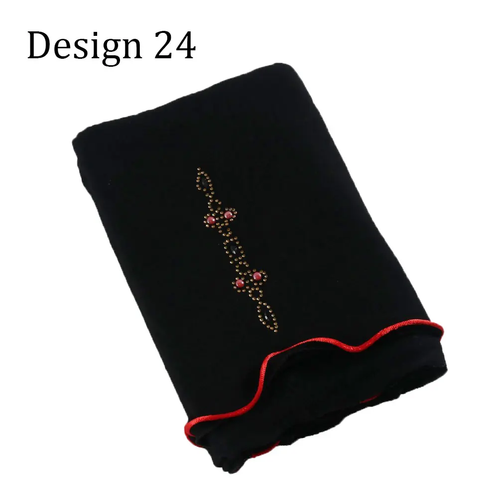 

One side redline D24 Cotton stretchy Jersey Hijab Scarf with half pearl and stones Good selling custom design hijab
