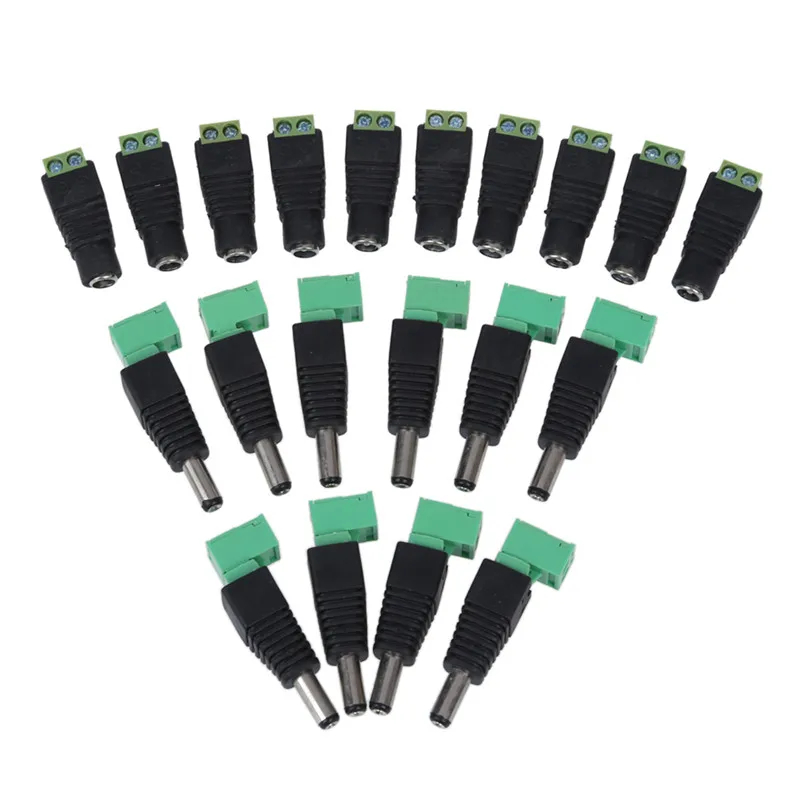 

Top-10 Pairs Male and Female 2.1x5.5mm DC Power Plug Adapter Connector Jack For CCTV