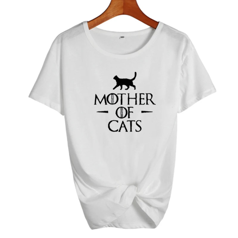 white-black Футболка Веселая футболка с котом для мамы и кошки Ccrazy Cat женские футболки с милым принтом Tumblr Harajuku - Цвет: white-black