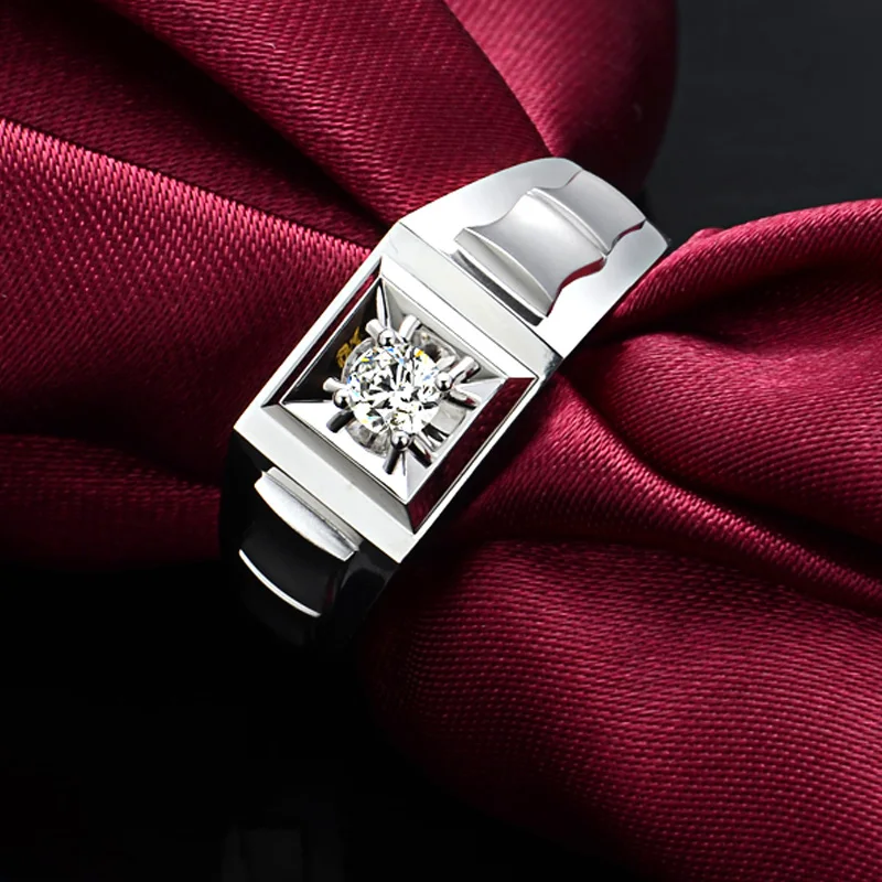 0.20ct GIA бриллиантовый солитер кольцо для мужчин Твердое 18 к белое золото натуральный бриллиант GIA ручной работы украшение для свадьбы помолвки