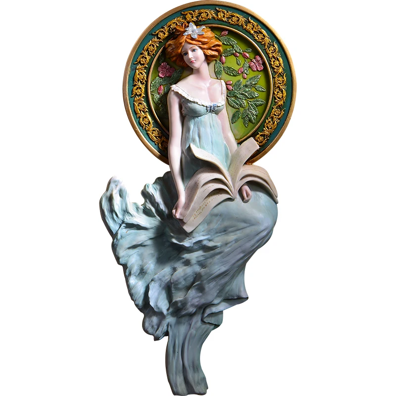 

MGT[]European style three-dimensional girl resin statue mural decoration creative home living room wall decoration