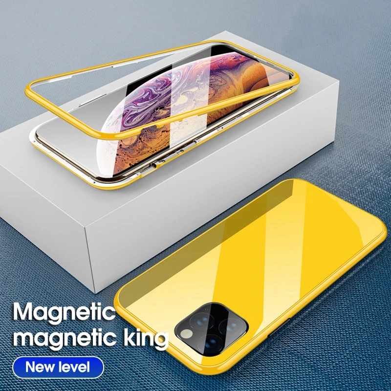 Чехол конфетного цвета с магнитной адсорбцией 360 для iPhone 11 Pro MAX, чехол из закаленного стекла для iPhone XS MAX XR X 7 8 Plus, чехол