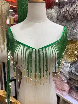 

high class beaded Fringe Ribbon Trim Fringe Tassel Lace Trim CiCi-9.6201 in black with good quality