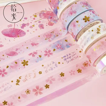 

5 Rolls/set Kawaii Washi Tape Set Pink Cherry Blossom Series Kawaii Msking Tape Decorative Tape Kawaii Decorative Adhesive Tapes