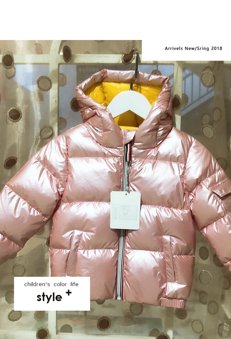 Children Coat Baby Girls Winter Coats Long Sleeve Girl's Warm Jacket Winter Outerwear White Duck Down Bright Color 2-8 Year
