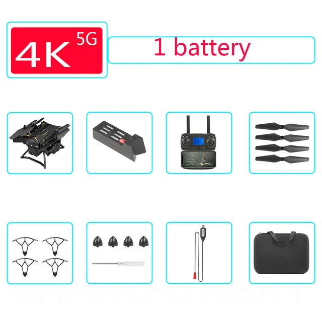 Дрон gps KY601G 4k Дрон HD 5G wifi FPV Дрон полёт 20 минут Квадрокоптер дистанционное управление расстояние 2 км Дрон камера мВ запись - Цвет: 4K 5G 1B Black