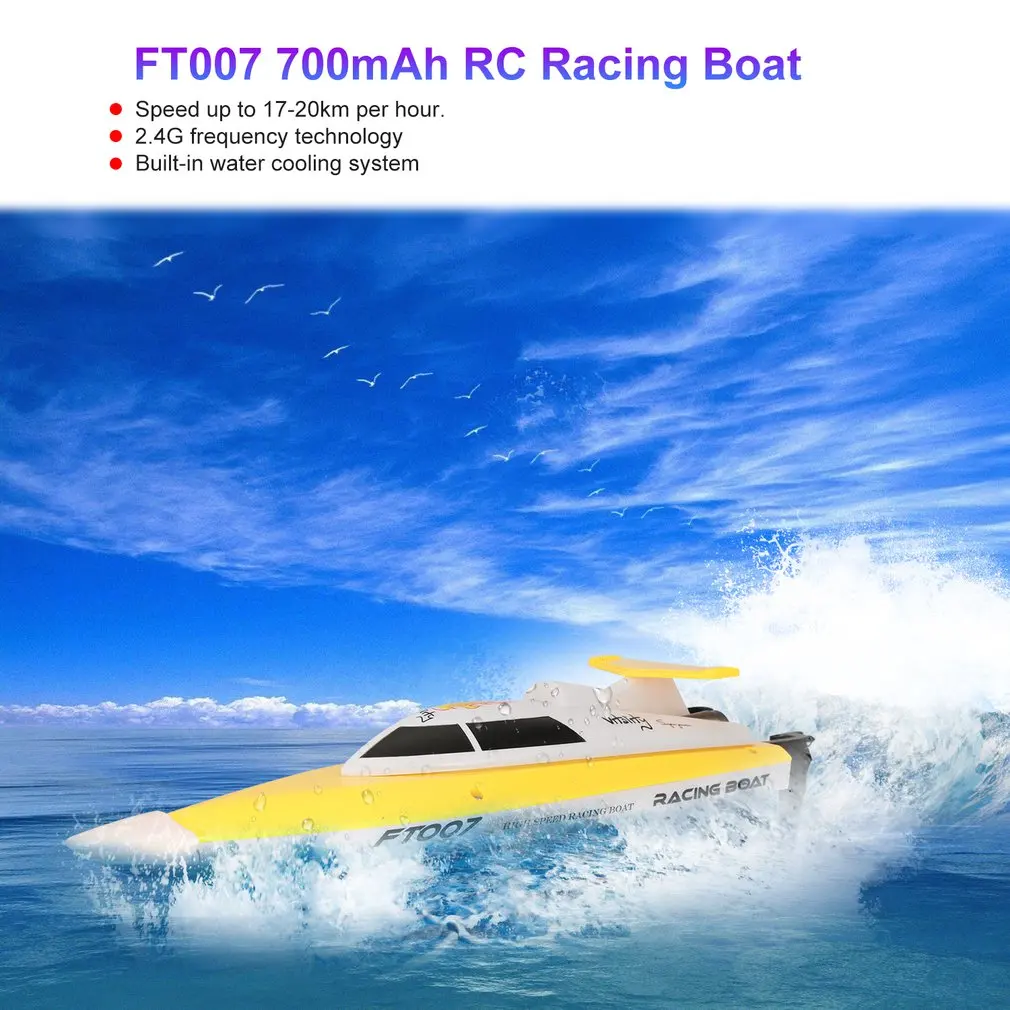Feilun FT007 2,4G 4CH водяное охлаждение RC гоночная лодка 20 км/ч супер скоростная лодка на радиоуправлении Игрушка лодки с дистанционным управлением с 2 батареями