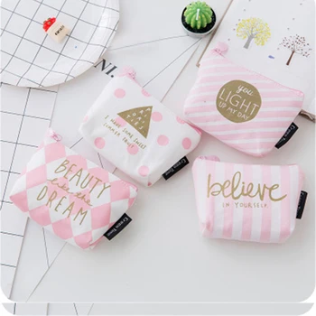 

Canvas Coin Purse Credit Card Holder Mini Sanitary Napkin Bag Sanitary Pad Pouch Cosmetics Organizer Storage Bags Women Wallets
