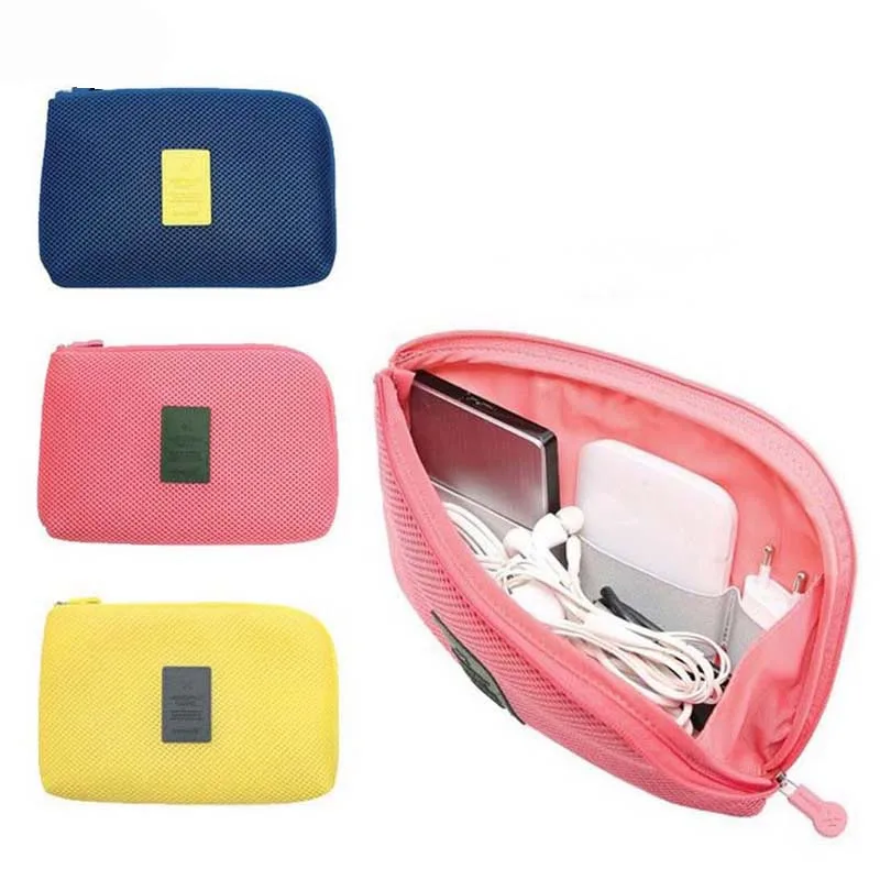 

2pc Make Up Bag Organizer Travel Storage Bag for Digital Data Cable Charger Headphone Portable Mesh Sponge Bag Holder New