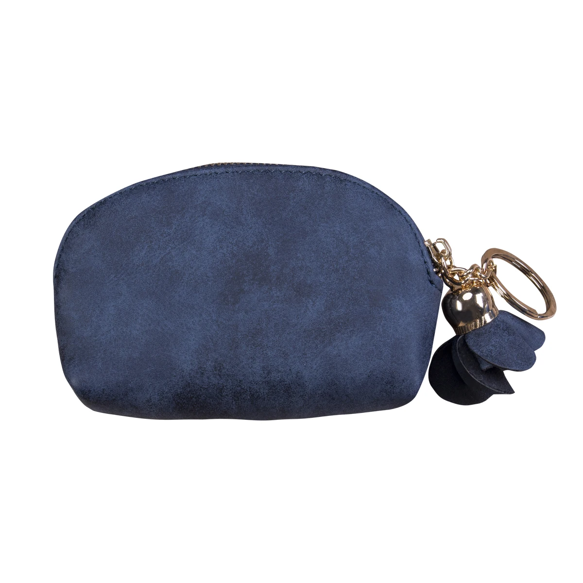 Navy blue Модный женский мини-кошелек из искусственной кожи, держатель для карточки-ключа, кошелек на молнии для монет, цветочный кулон, клатч, маленькая сумочка - Цвет: Navy blue