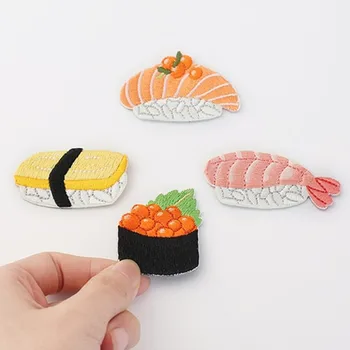 

4pcs Embroidery Donut Gadget Sushi Badge Set for Baker Waiter Waitress Pastry Chef Uniform Accessory Bakery Cafe Restaurant A8