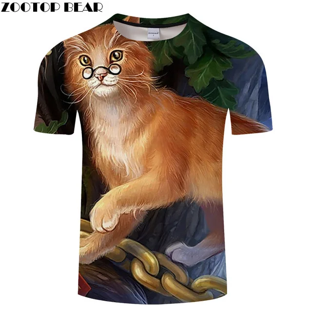 Праздничная футболка с 3D принтом кота, Мужская футболка для путешествий, праздничная футболка, летняя футболка с коротким рукавом, Молодежная Футболка с принтом «зверомедвежонок», Новинка - Цвет: TXKH3152
