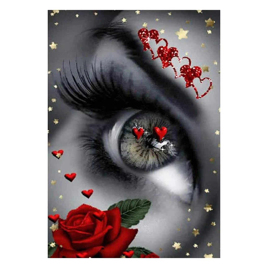 5D Сделай Сам Кристальный мозаичный глаза в виде красных роз крестик Love Heart стежка