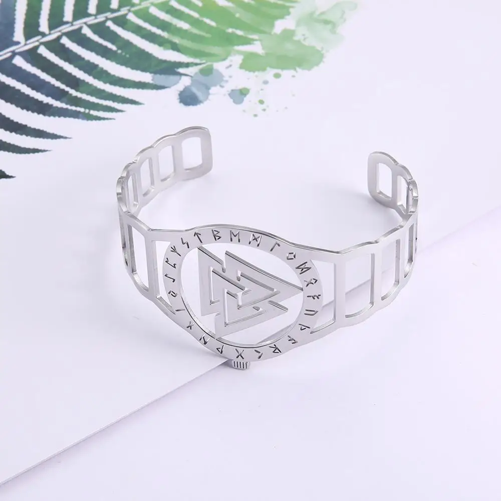 My shape Ireland Hrunger Valknut нордический женский браслет 316L Нержавеющая Сталь Браслет-манжета руны римские цифры женский подарок