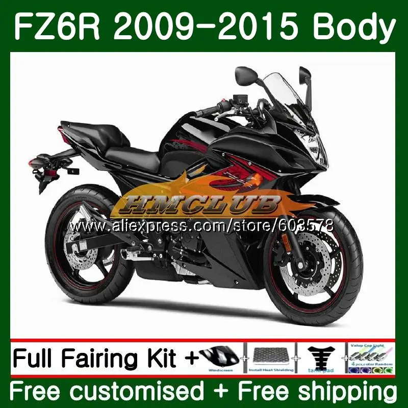 Корпус для YAMAHA FZ6N FZ6 R FZ-6R 2009 2010 2011 2012 2013 62CL. 12 FZ 6R FZ6R 09, 10, 11, 12, 13, 14, 15 лет, обтекатель продажи черный глянец - Цвет: No. 1
