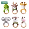 Bopoobo 1pc Baby Teether Safe Wooden Toys Mobile Pram Crib Ring DIY Crochet Rattle Soother Bracelet Teether Set Baby Product ► Photo 1/6