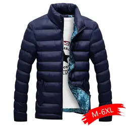 Зимняя мужская куртка 2019, модная мужская парка с воротником-стойкой, мужские однотонные толстые куртки и пальто, мужские зимние парки, M-6XL