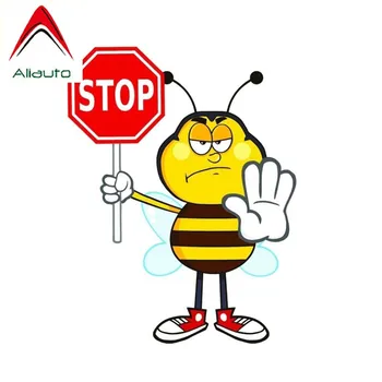 

Aliauto Funny Car Sticker Bee Stop Vinyl Accessories PVC Decoration Decal for Kia Rio Opel Astra Hyundai Solaris,14cm*18cm