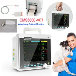 CMS6000-VET Veterinary Monitor 6 Parameters ECG NIBP SPO2 RESP TEMP PR HR ETCO2 IBP Printer Animals Hospital Vital Signs Machine