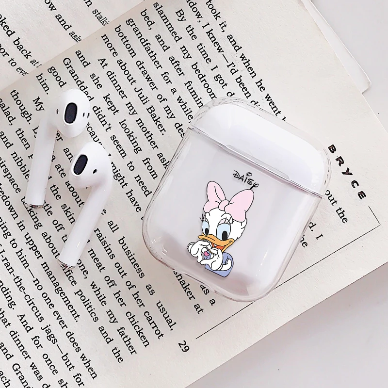 Жесткий прозрачный чехол для ПК чехол для AirPods 1 2 с рисунком из мультфильма Беспроводная зарядка для наушников Чехол сумка для Apple AirPods 1 2