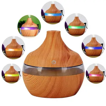 

Electric Humidifier Essential Aroma Oil Diffuser Ultrasonic Wood Grain Air Humidifier USB Mini Mist Maker LED Light For