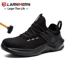 LARNMERN Мужская Рабочая защитная обувь из стали Легкие Дышащие анти-разбивающиеся прокалывающиеся Светоотражающие строительные кроссовки
