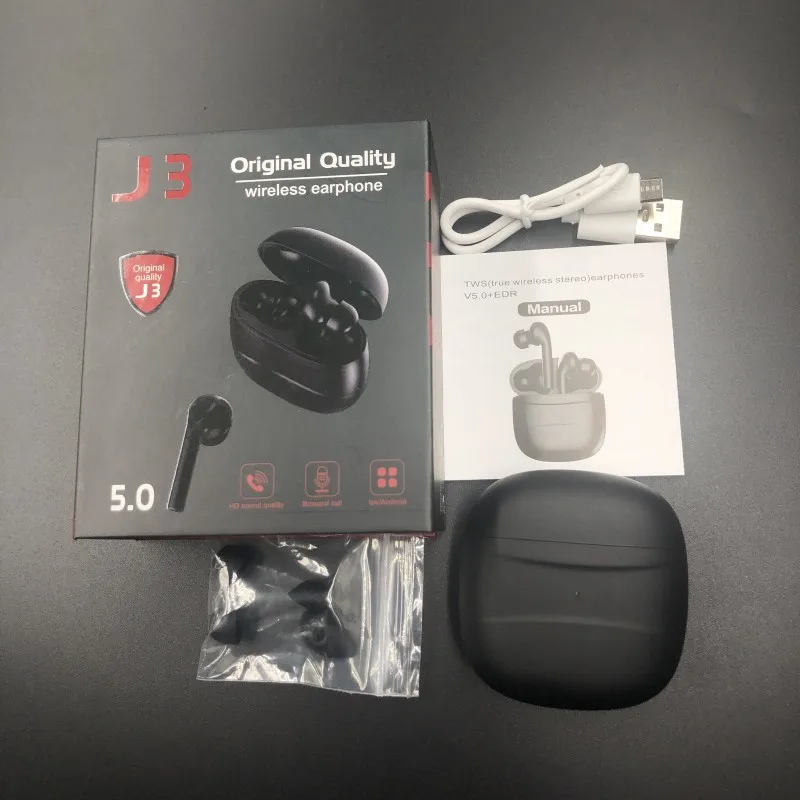 J3 tws 5,0 сенсорное управление, беспроводные Bluetooth наушники, в уши, автоматическая система для мобильного телефона, наушники для движения, с чехлом, чехол