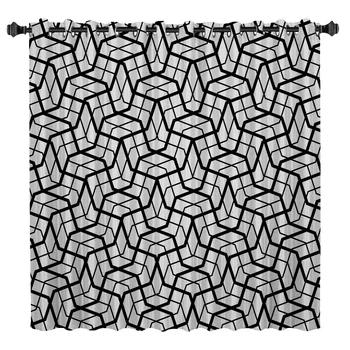 

Irregular Geometric Pattern Room Curtains Large Window Blackout Bathroom Fabric Drapes Kids Window Treatment Hardware Sets