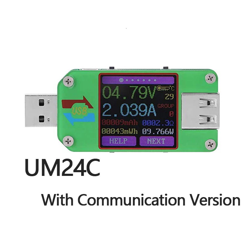 RD UM24 UM24C тестер USB 2,0 ЖК-дисплей Вольтметр Амперметр батарея аккумуляторная измеритель тока мультиметр кабель измерительный тестер - Цвет: UM24C