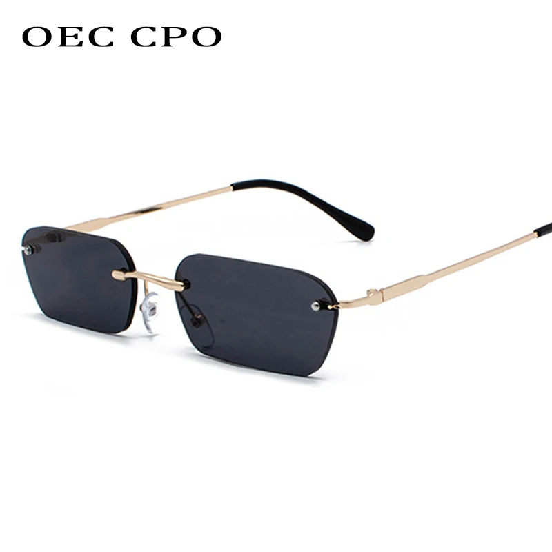 OEC CPO-gafas de sol sin montura para mujer, lentes transparentes de diseño de marca Vintage, UV400,