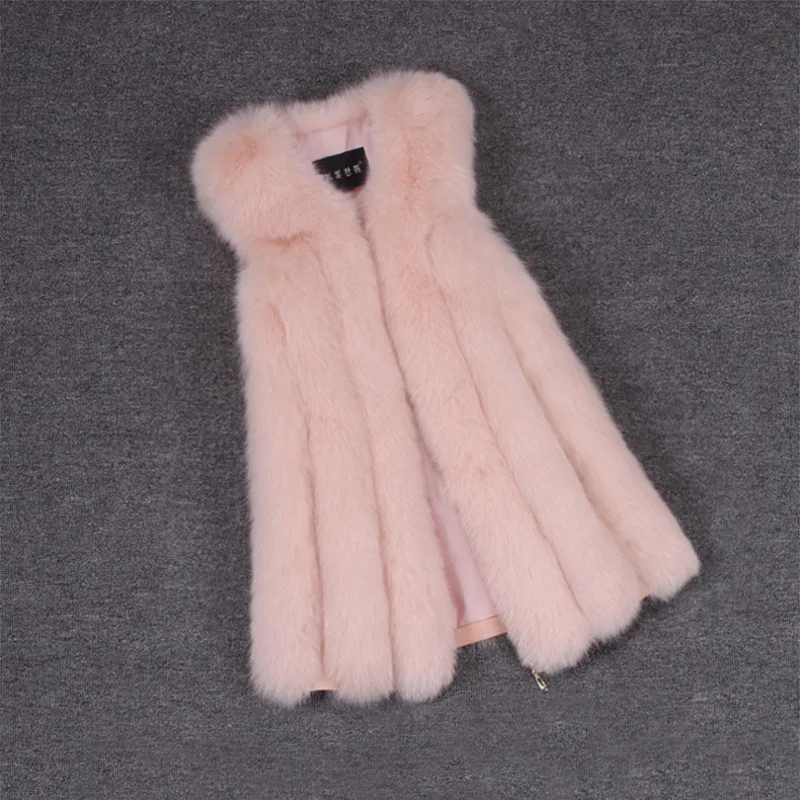 Women's New Autumn And Winter Solid Faux Fur Vest Imitation Fox Fur Vest Female Fashion Slim Sleeveless Waistcoats S/4XL D535